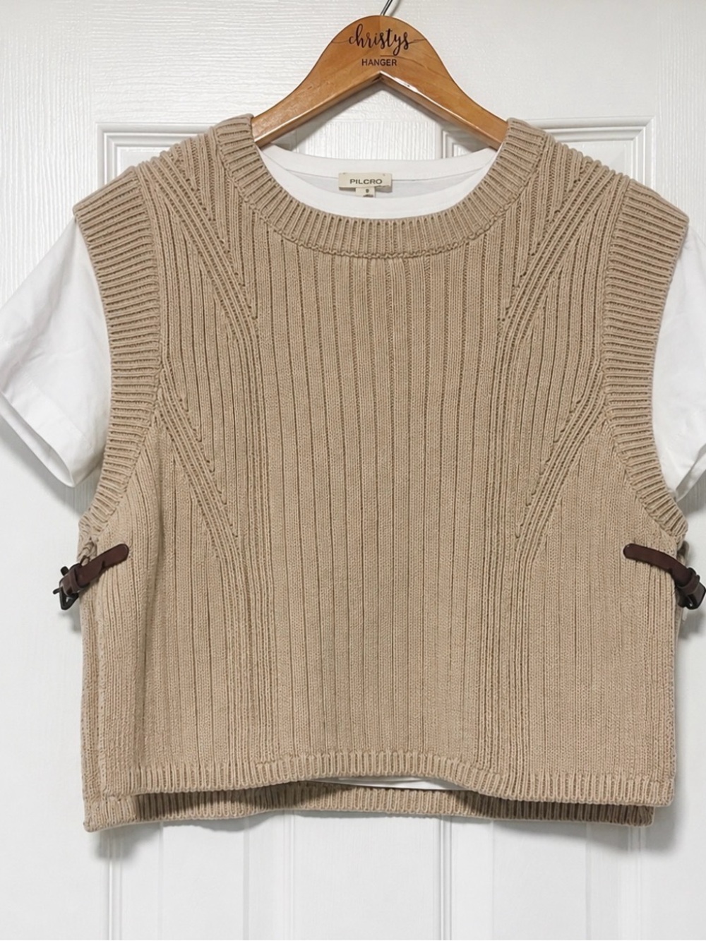 NWT Anthropologie Pilcro Side Buckle Twofer Sweater Tee XS - Picture 3 of 6